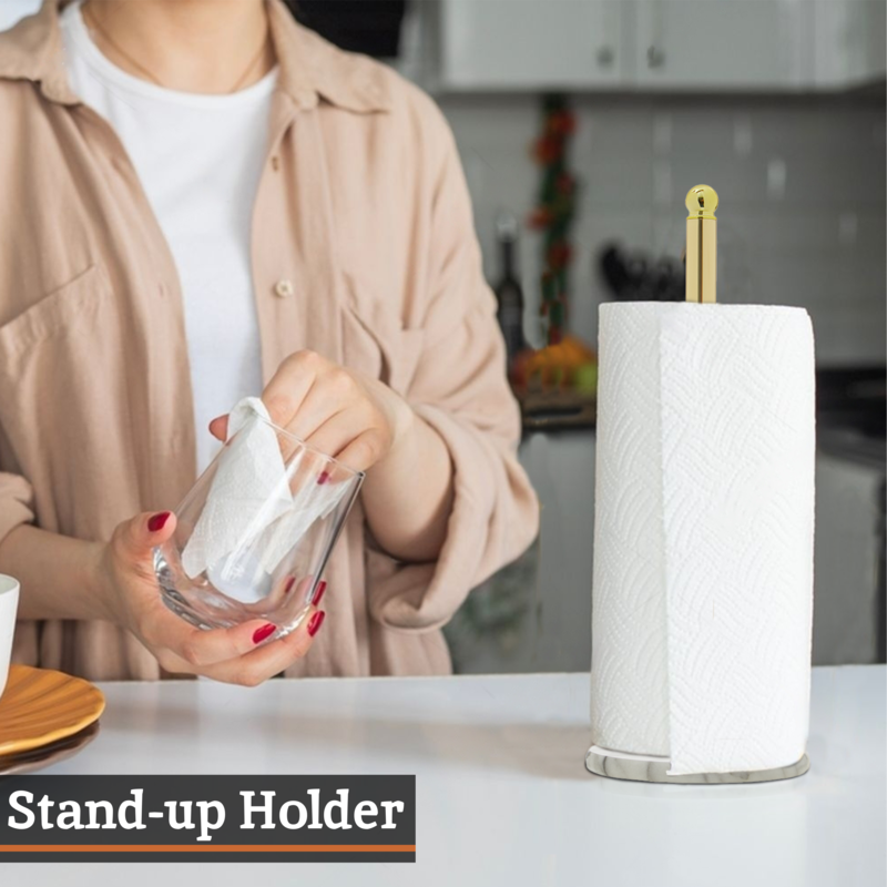 Gold Kitchen Roll Holder with Marble Base