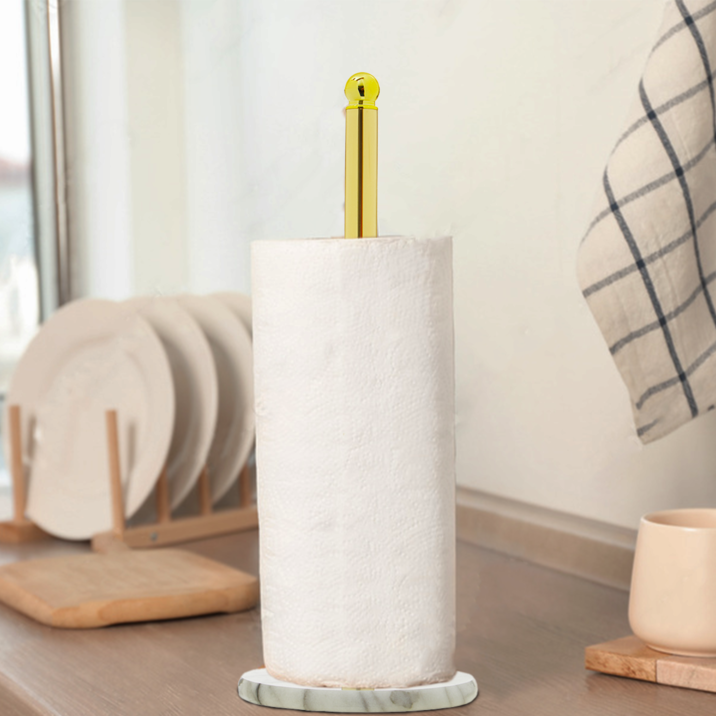 Gold Kitchen Roll Holder with Marble Base