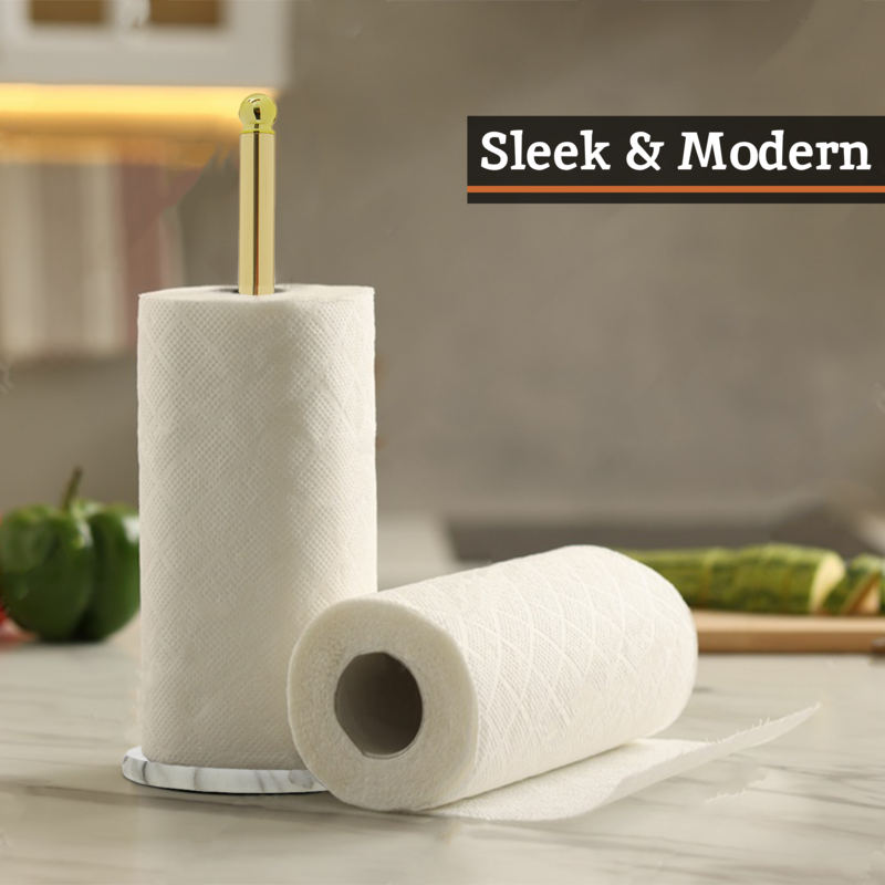 Gold Kitchen Roll Holder with Marble Base