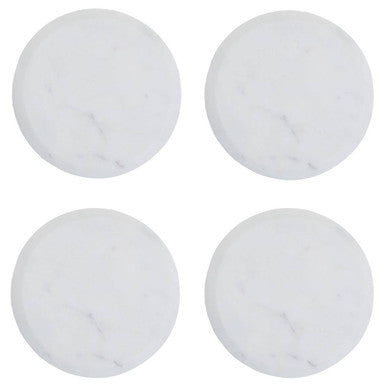 Set of 4 Round White Marble Coasters