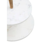 Two Tier Marble and Acacia Wood Cake Stand