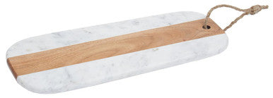 Oblong White Marble and Acacia Wood Board
