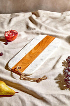 Oblong White Marble and Acacia Wood Board