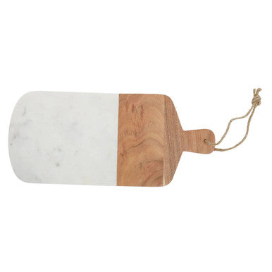 Rectangular Marble and Acacia Wood Paddle Board