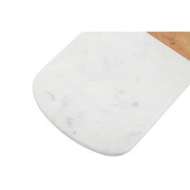 Rectangular Marble and Acacia Wood Paddle Board