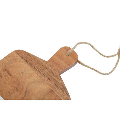 Rectangular Marble and Acacia Wood Paddle Board