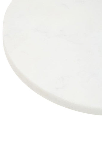 Round White Marble and Acacia Wood Cake Stand