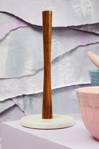 Acacia Wood and Marble Kitchen Roll Holder