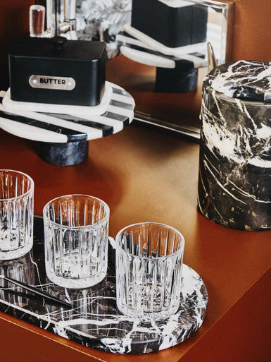 Small Black and White Marble Round Cake Stand