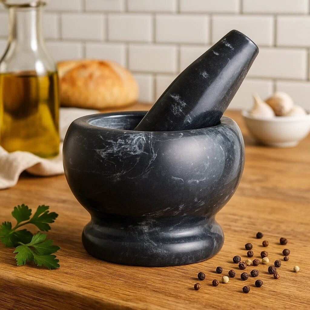 Black Marble Mortar and Pestle Set