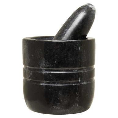Black Marble Textured Mortar and Pestle