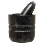 Black Marble Textured Mortar and Pestle