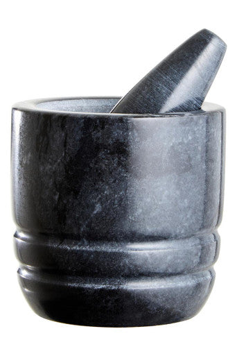 Black Marble Textured Mortar and Pestle