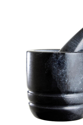 Black Marble Textured Mortar and Pestle