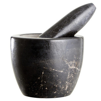 Black Marble Tapered Mortar and Pestle