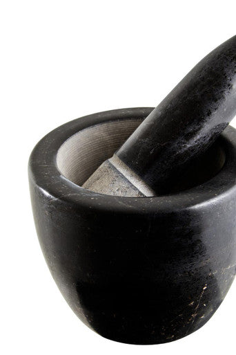 Black Marble Tapered Mortar and Pestle