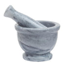 Grey Marble Mortar and Pestle with Rim