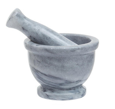 Grey Marble Mortar and Pestle with Rim