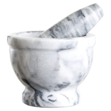 Grey Marble Mortar and Pestle with Rim