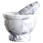 Grey Marble Mortar and Pestle with Rim