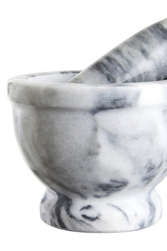 Grey Marble Mortar and Pestle with Rim