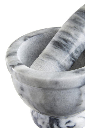 Grey Marble Mortar and Pestle with Rim