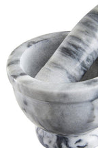 Grey Marble Mortar and Pestle with Rim