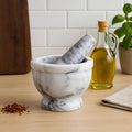 Grey Marble Mortar and Pestle with Rim