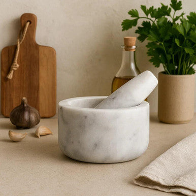 Grey Marble Straight Mortar and Pestle