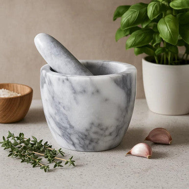 Grey Marble Tapered Mortar and Pestle