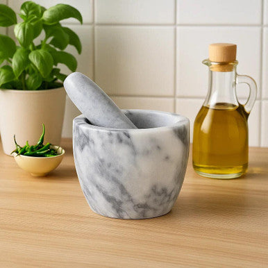 Grey Marble Tapered Mortar and Pestle