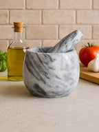 Grey Marble Clean Sided Mortar and Pestle