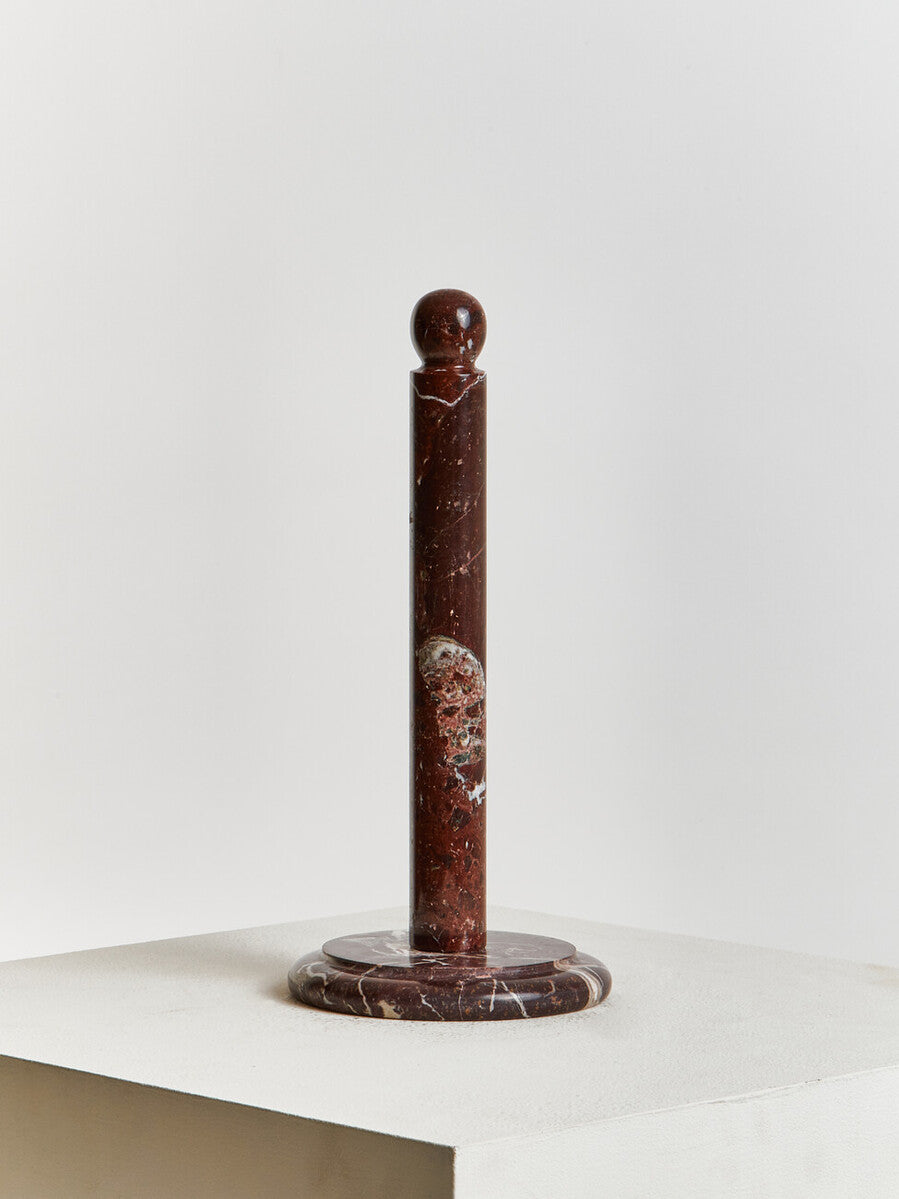 Red and White Marble Kitchen Roll Holder