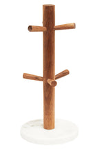 Acacia Wood and White Marble Mug Tree