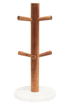 Acacia Wood and White Marble Mug Tree