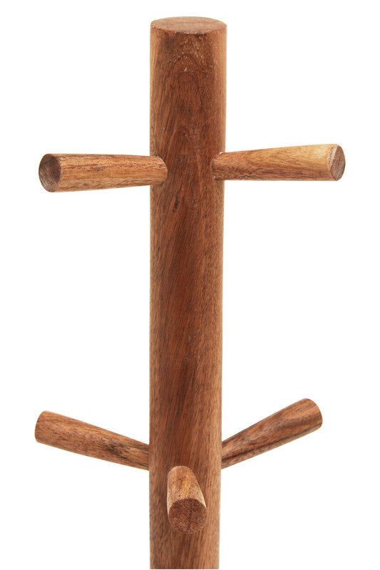 Acacia Wood and White Marble Mug Tree