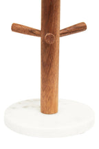 Acacia Wood and White Marble Mug Tree