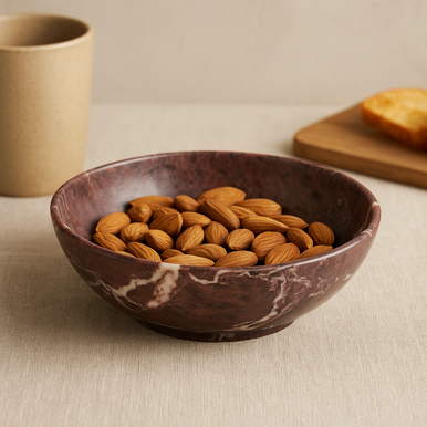 Red and White Marble Bowl