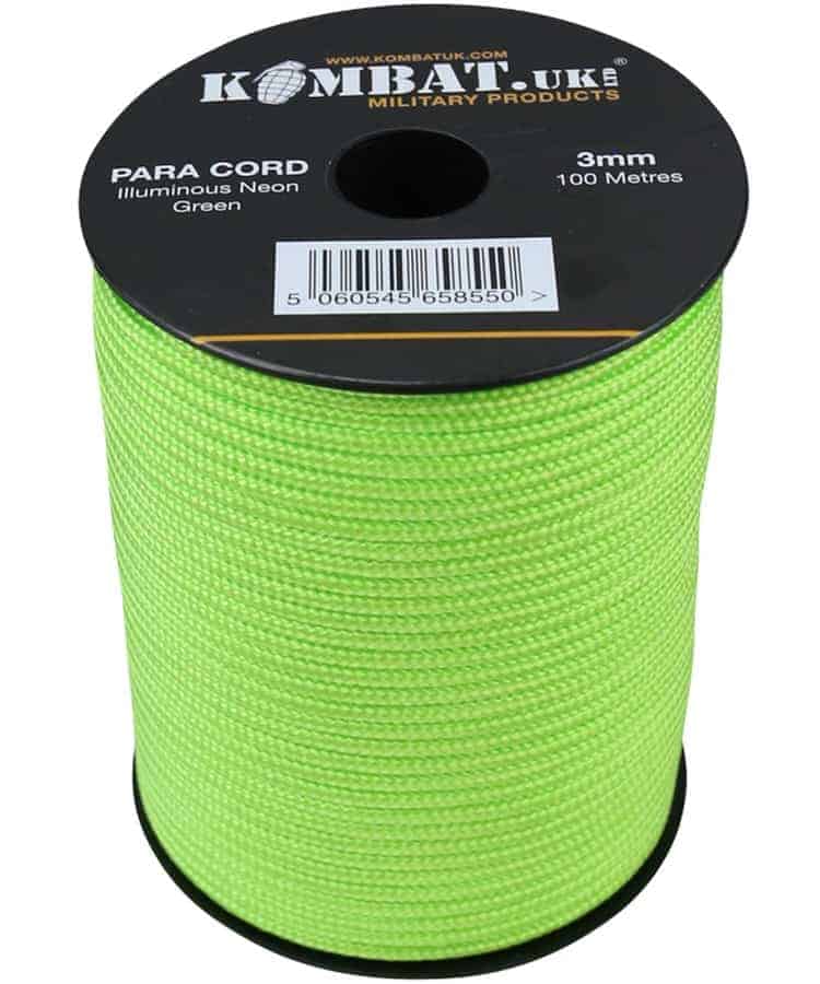 Para Cord 3mm on 100m Reel (Various colours) Neon Green
