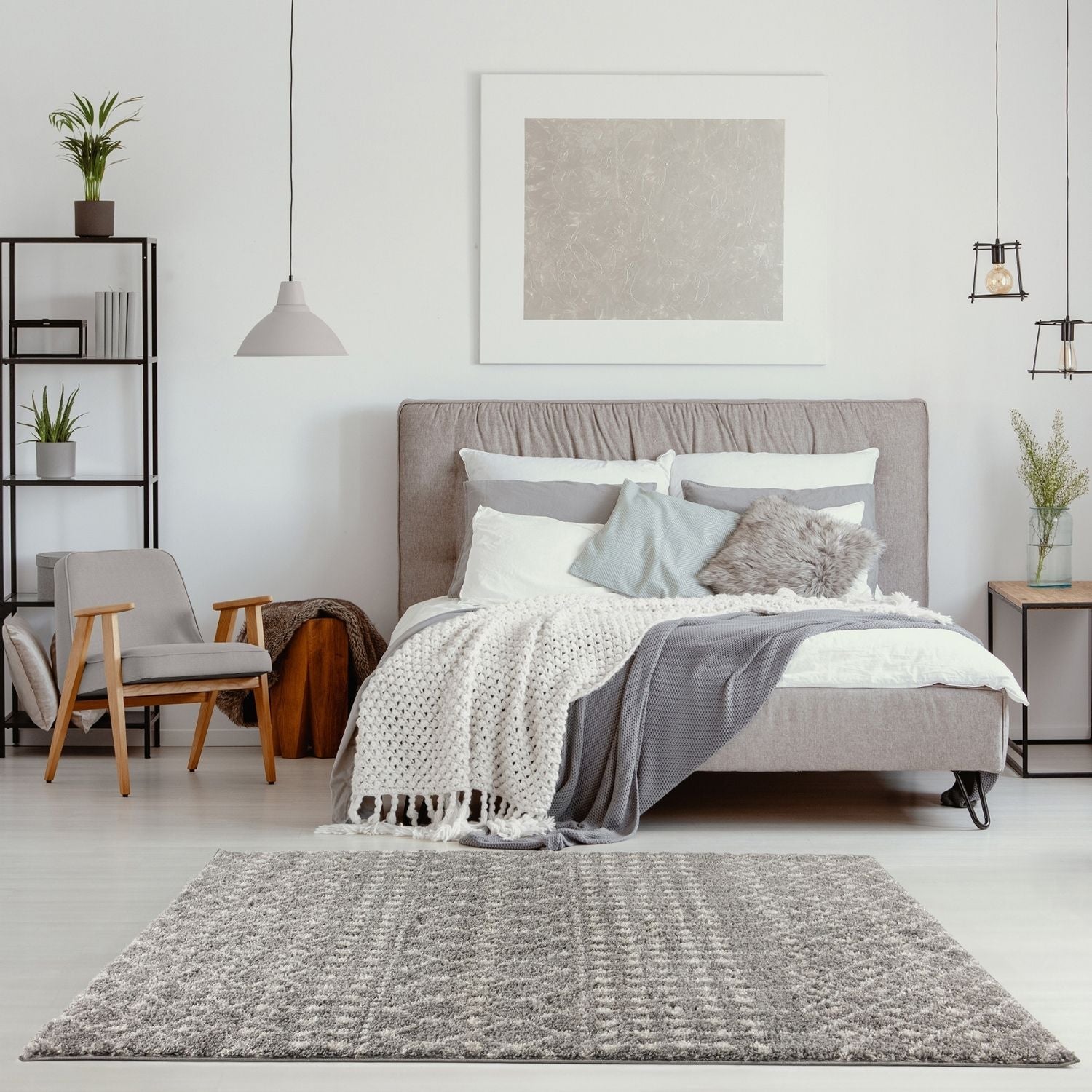 Moroccan Grey Shaggy Rug