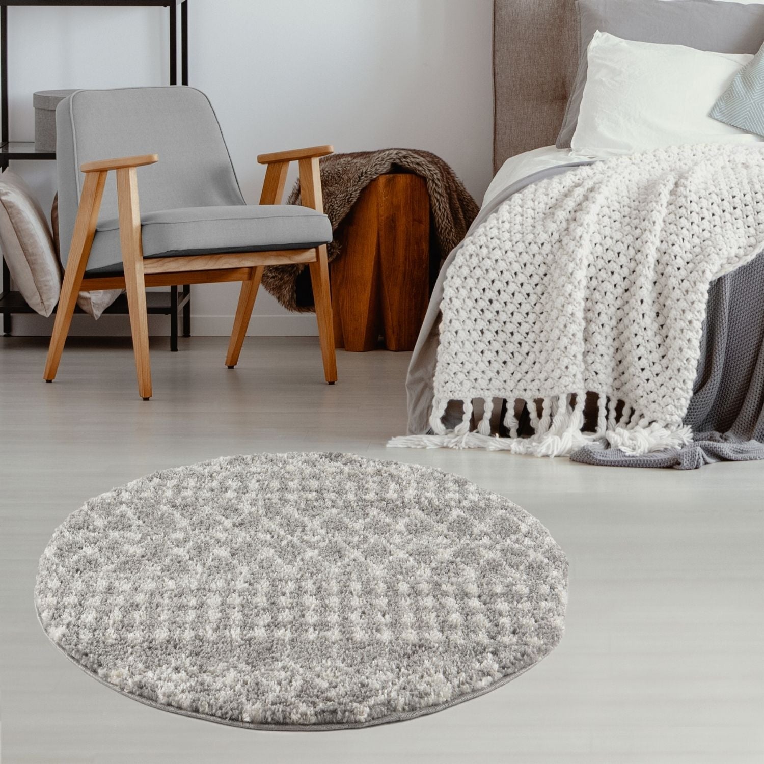 Moroccan Grey Shaggy Rug