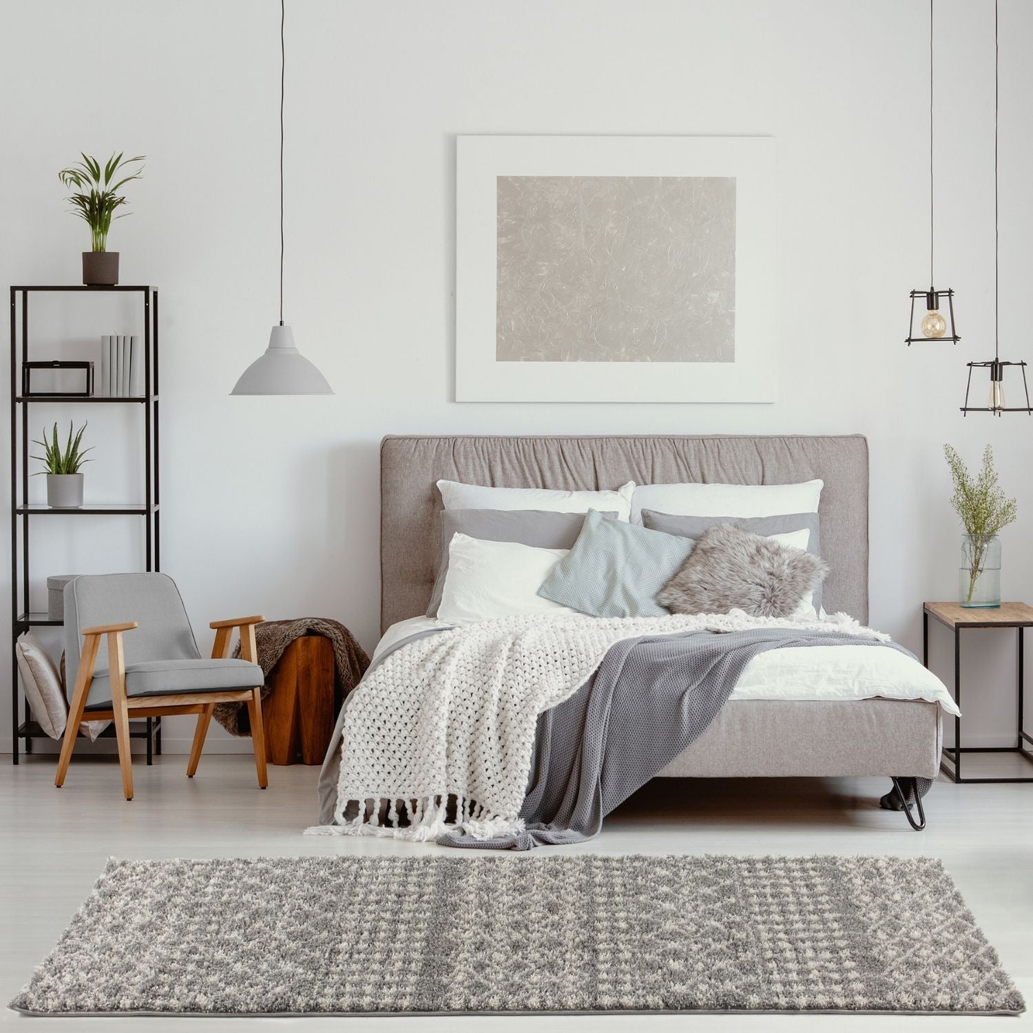 Moroccan Grey Shaggy Rug