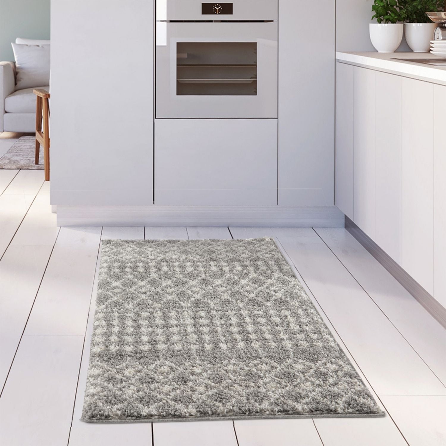 Moroccan Grey Shaggy Rug