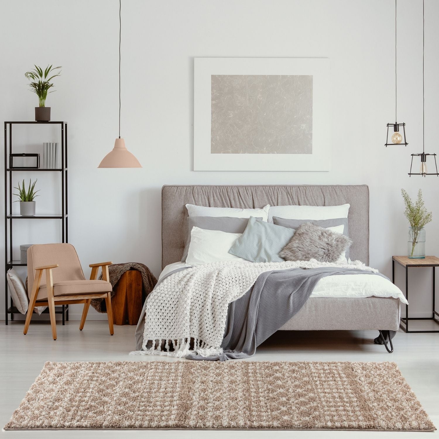 Moroccan Beige Shaggy Rug