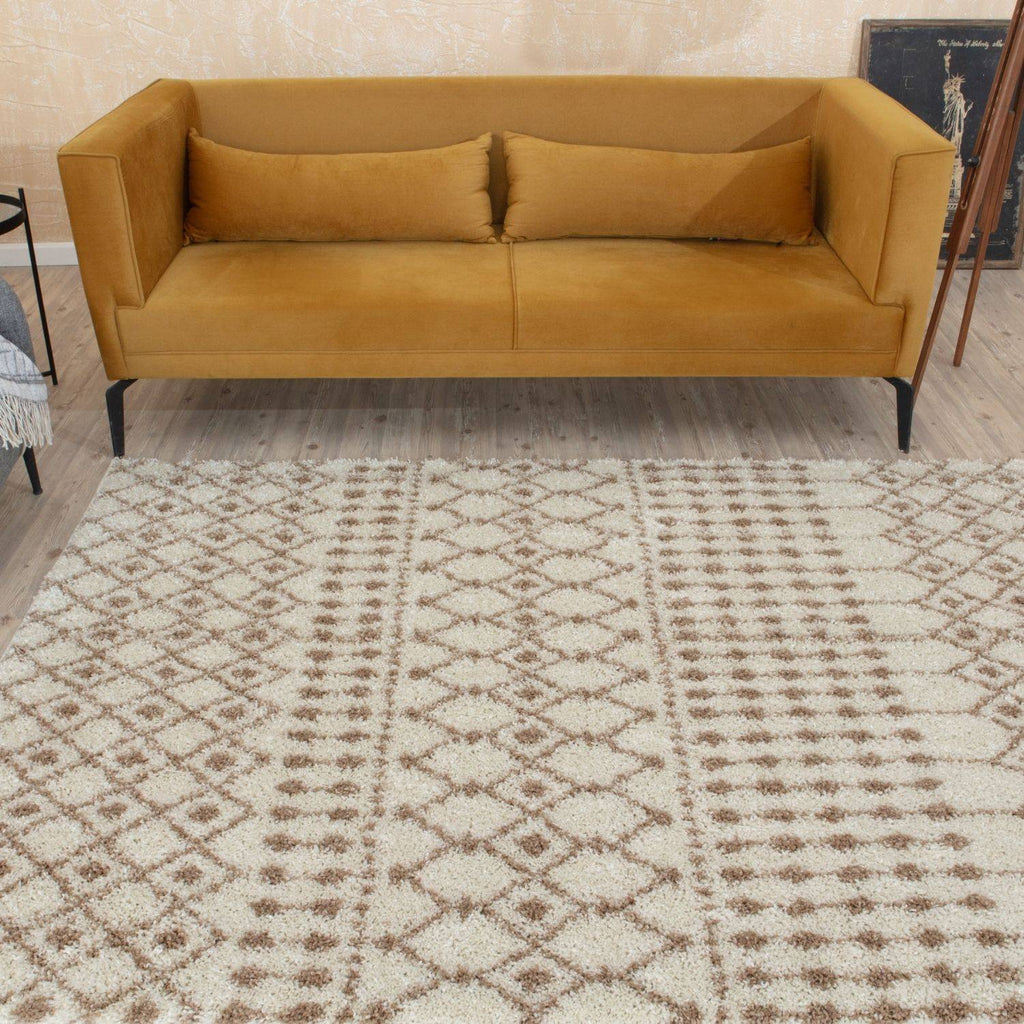 Moroccan Ivory Beige Shaggy Rug