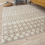 Moroccan Ivory Beige Shaggy Rug