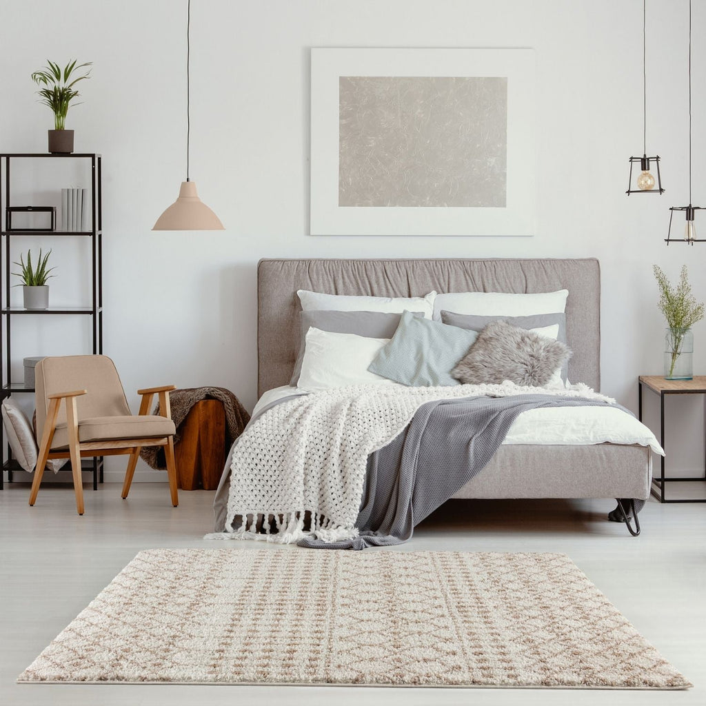 Moroccan Ivory Beige Shaggy Rug