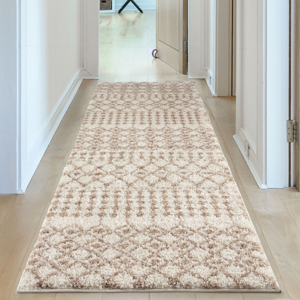 Moroccan Ivory Beige Shaggy Rug