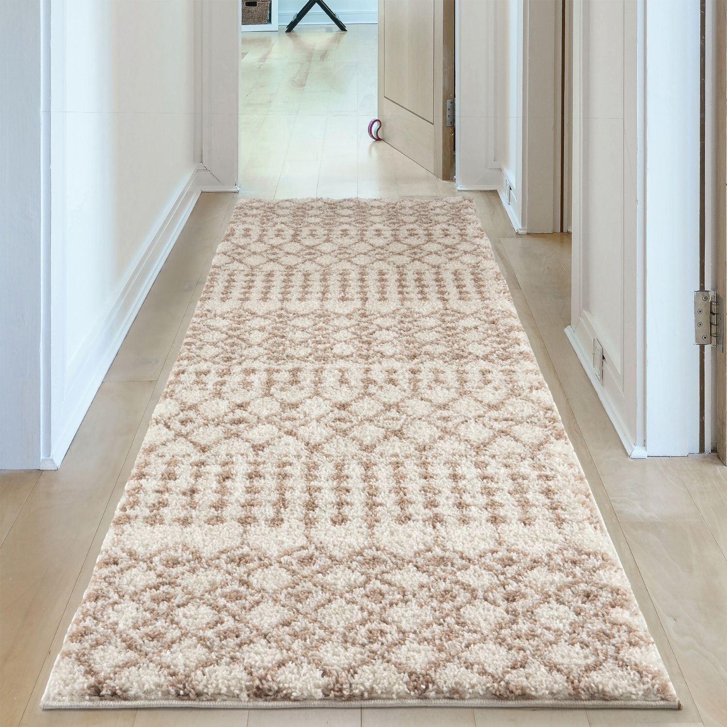 Moroccan Ivory Beige Shaggy Rug