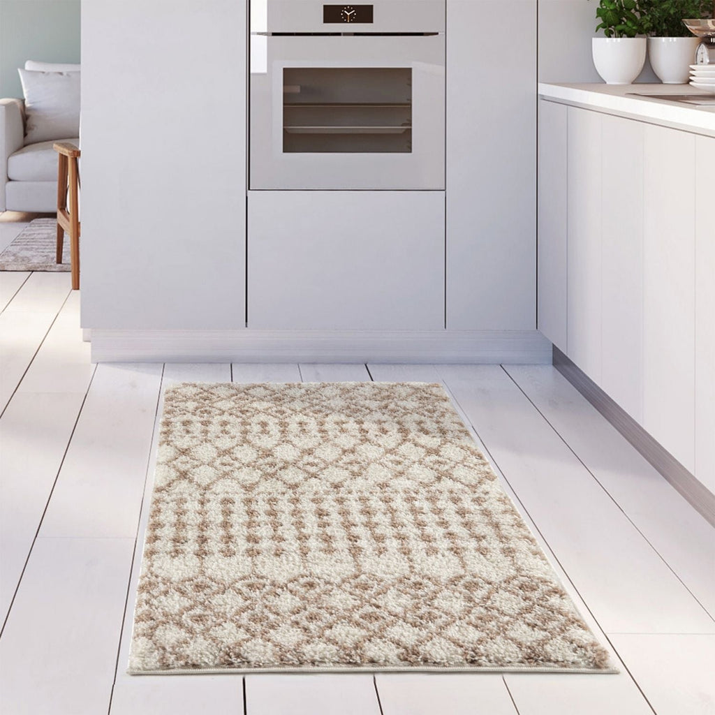 Moroccan Ivory Beige Shaggy Rug